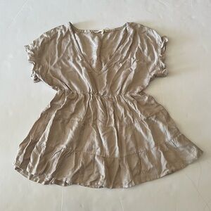 Beige Tiered Ruffle V-neck Blouse